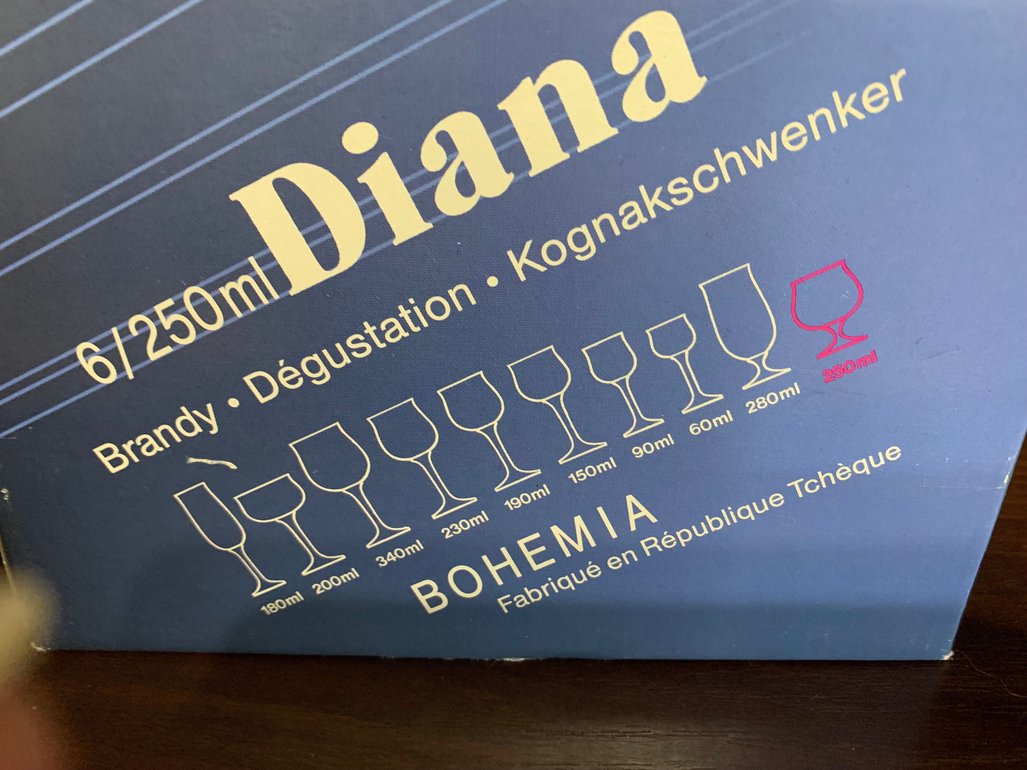 Набір келихів для коньяку (бренді) Diana від Bohemia, 5 штук.
