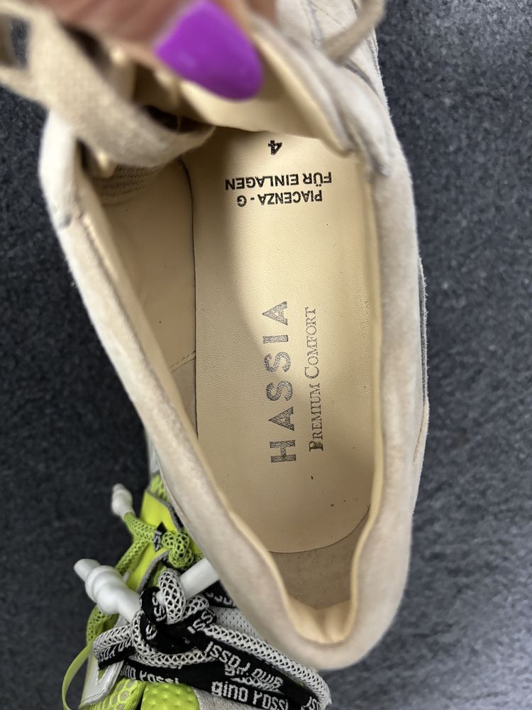 Hassia sneakers trampki sneakersy skóra naturalna zamsz beż nude