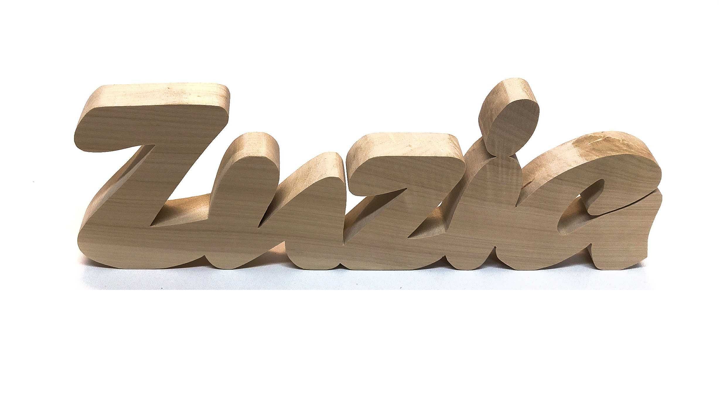 Zuzia Imię dziecka Napis z drewna 30cm litery litera 3D