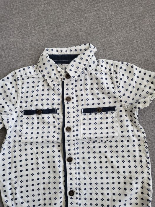 Koszula z krótkim rękawem w romby rozm.86/92