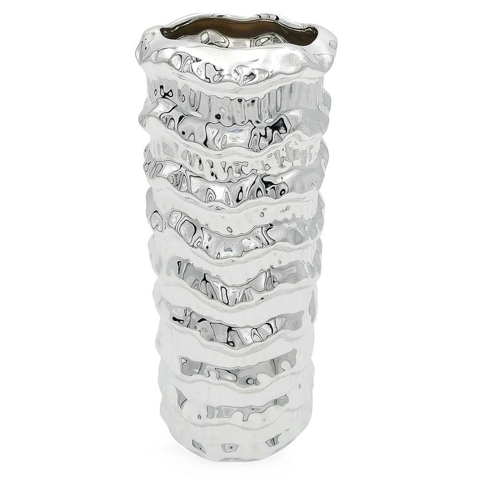 Wazon na kwiaty srebrny ceramiczny flakon dekoracyjny nowoczesny NOWY