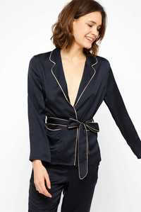 nowa ETAM M elegancka piżama podomka kimono czarna wiązana