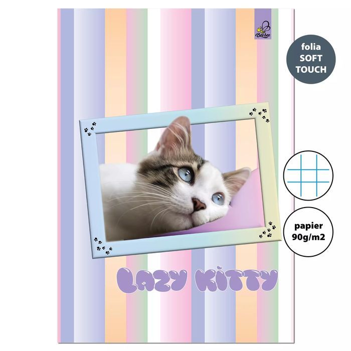 Zeszyt A4 32 kartki w kratkę 90g Kot leniwy. EV-Corp