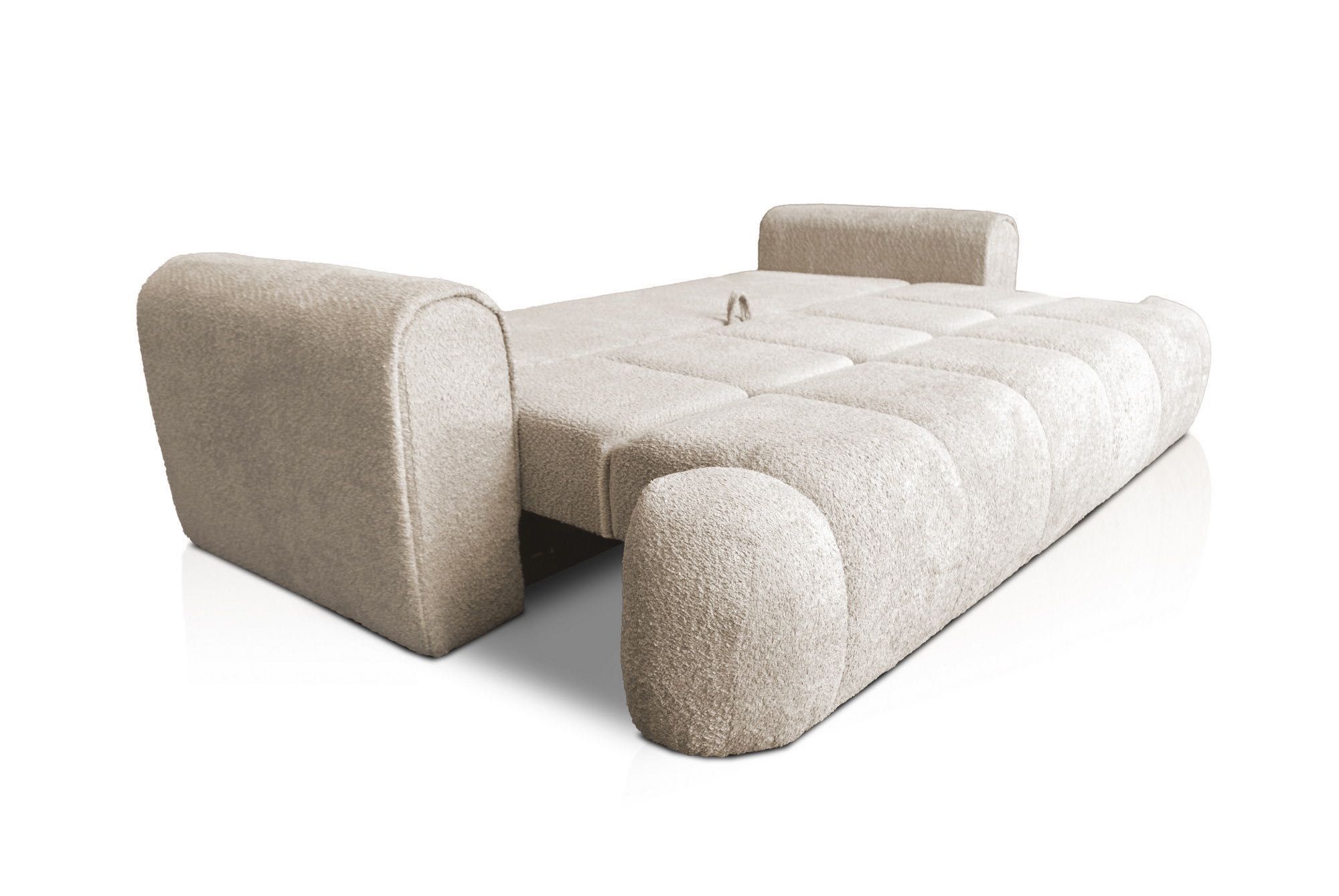 Kanapa sofa PLATINUM BOUCLE z funkcją spania i pojemnik na pościel