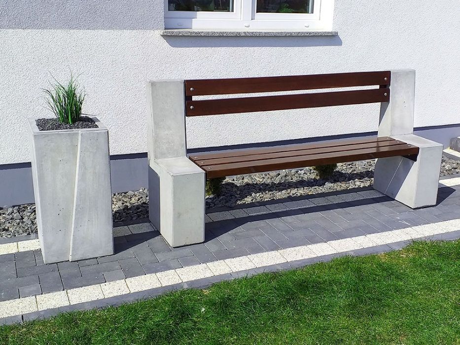 ławka z oparciem betonowa beton architektoniczny parkowa ogrodowa Ł03