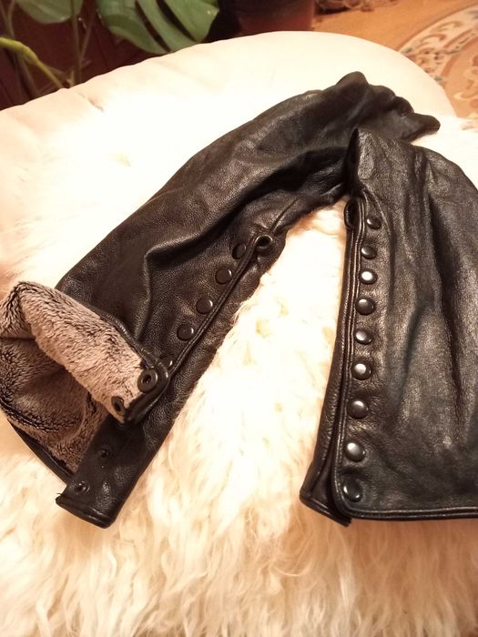 Перчатки кожаные, длинные