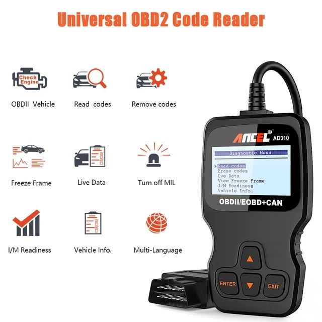 Scanner de diagnóstico Automóvel OBD2 Ancel Ad310 SELADO