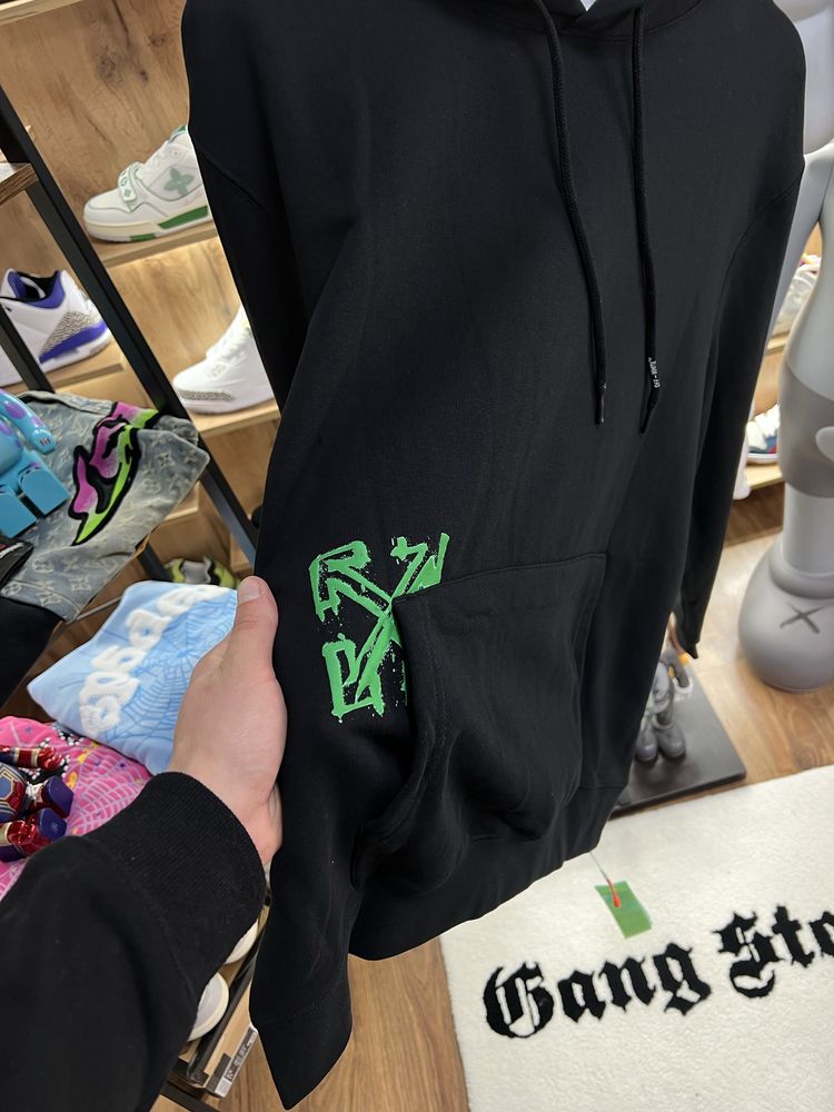 Худі Off-White Green Arrow Skate Print Black