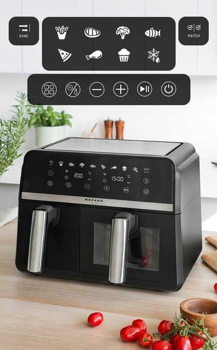 PODWÓJNA Frytkownica dwukomorowa 9L frytownica beztłuszczowa WiFi MOC