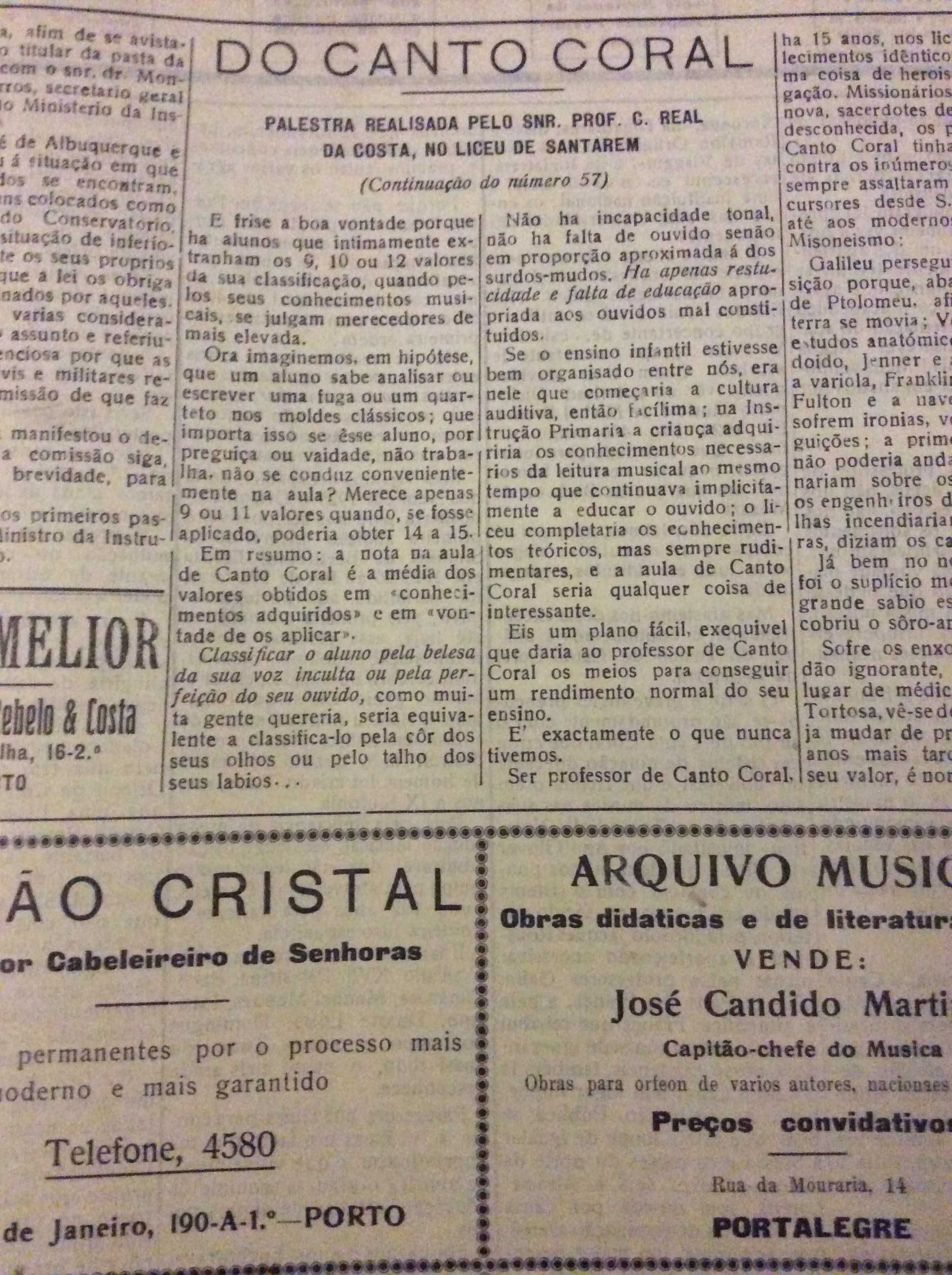Orfeu. Jornal de arte. N.º 59, Pôrto 15 de Outubro de 1932