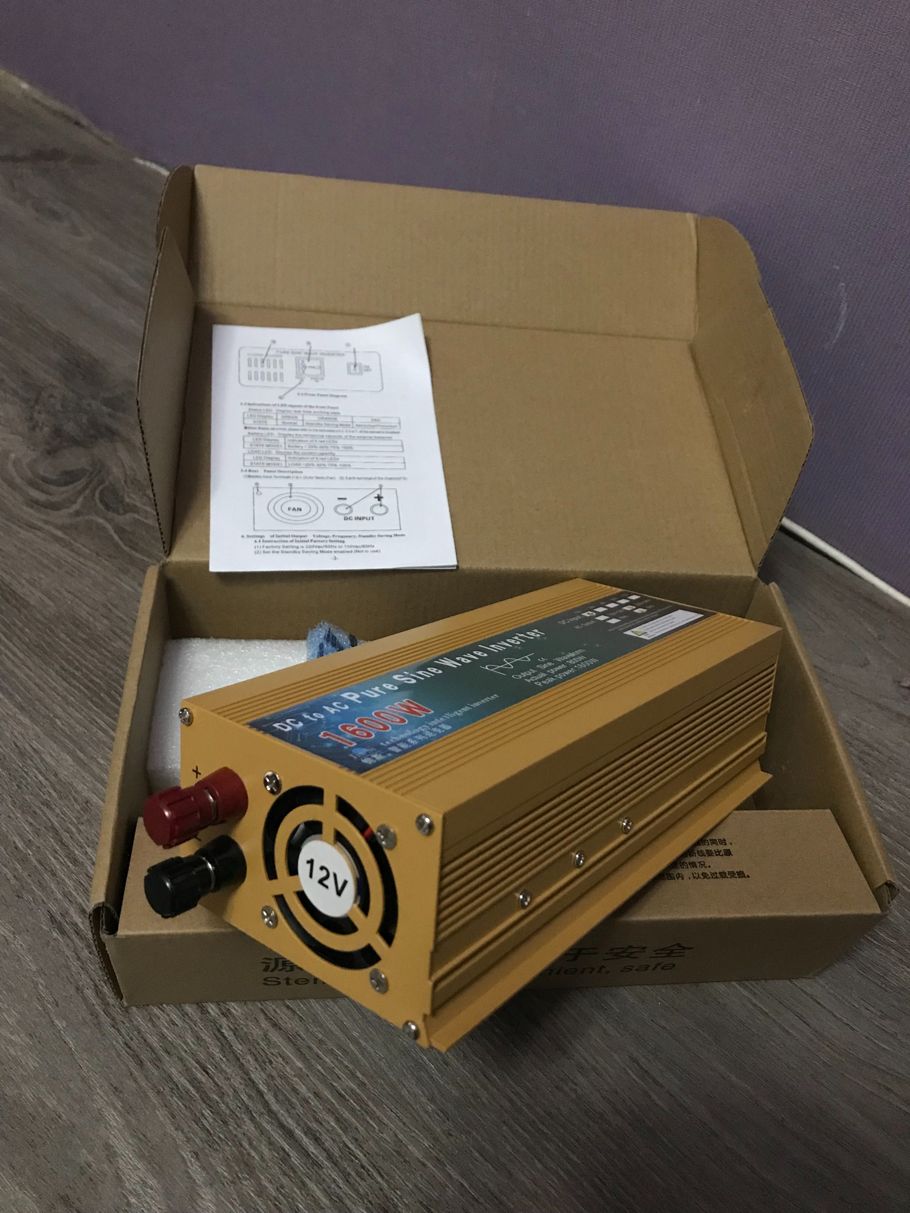 Инвертор 12v 1600w Правильная синусоида Котёл работает