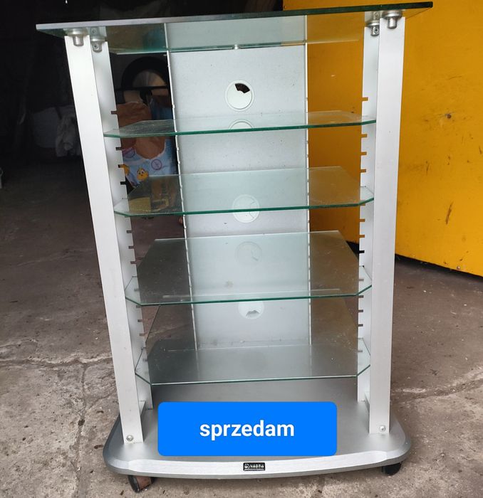 Stolik szklany na telewizor i półka na ściane