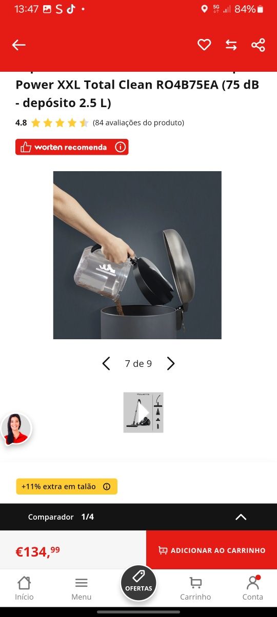 Aspirador sem saco Rowenta Compact Power XXL