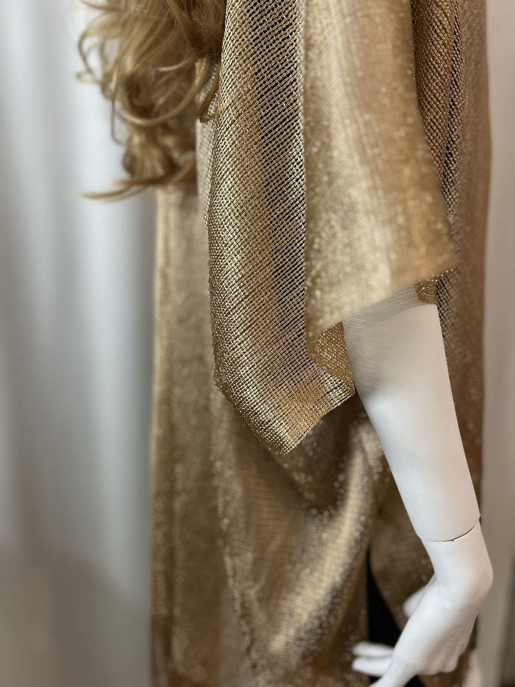 Zlota narzutka poncho elegancka kimono luksus