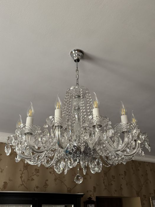 Хрустальна люстра на 12 лампочок, металік .