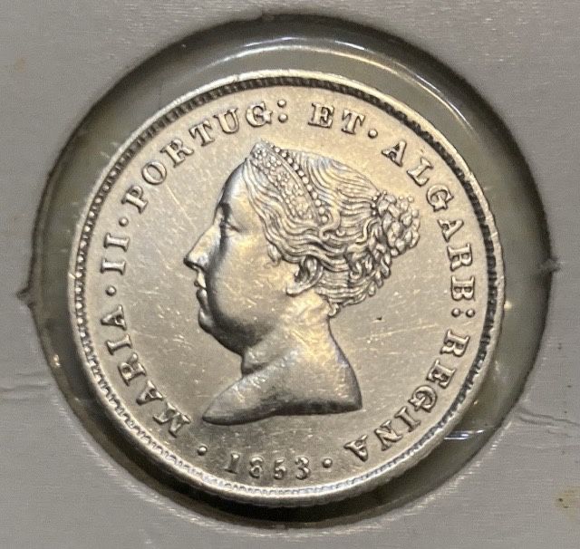 100 reis D.Maria II de 1853 prata