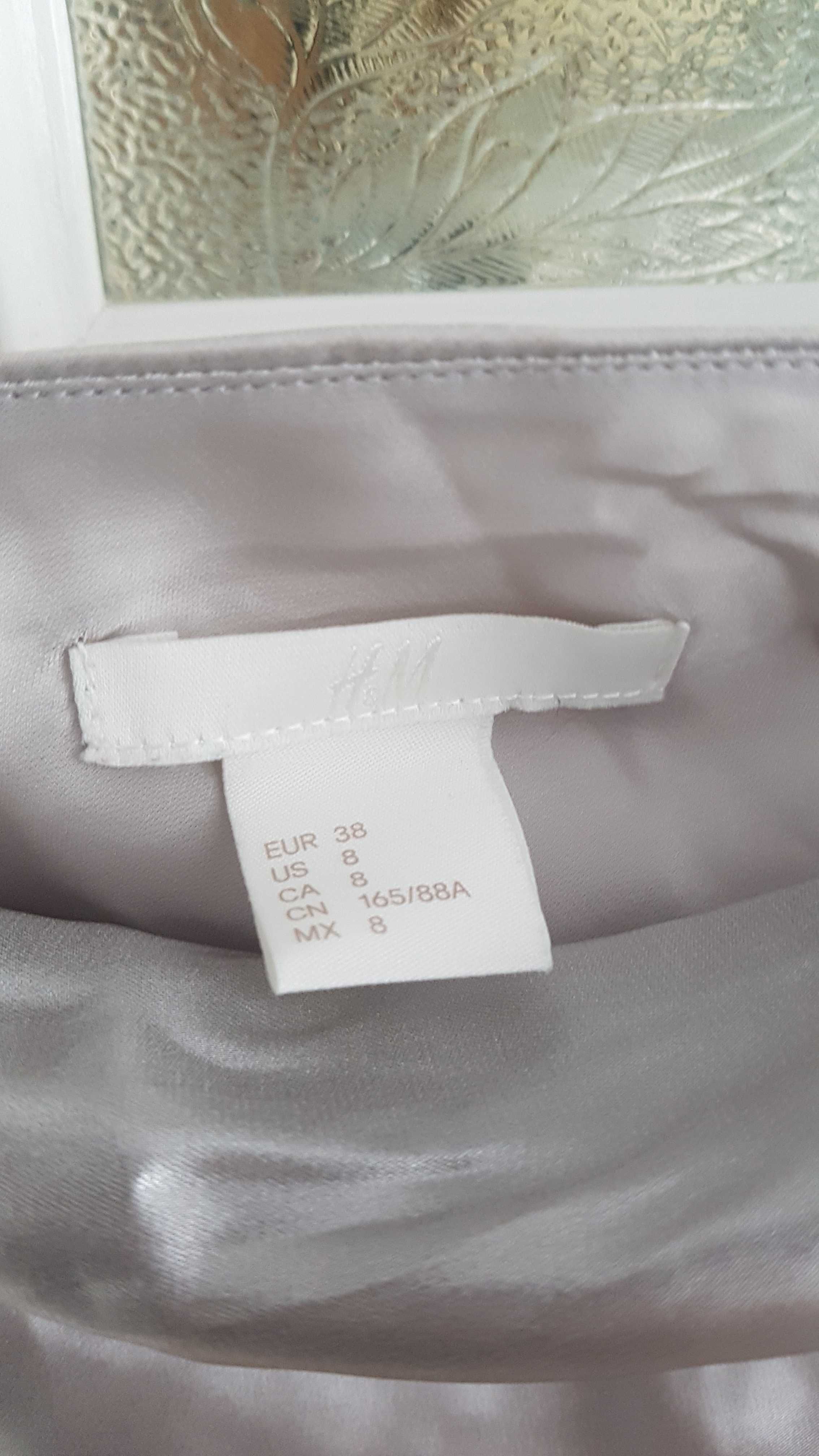 Śliska lejąca Srebrna sukienka H&M rozmiar 38 M