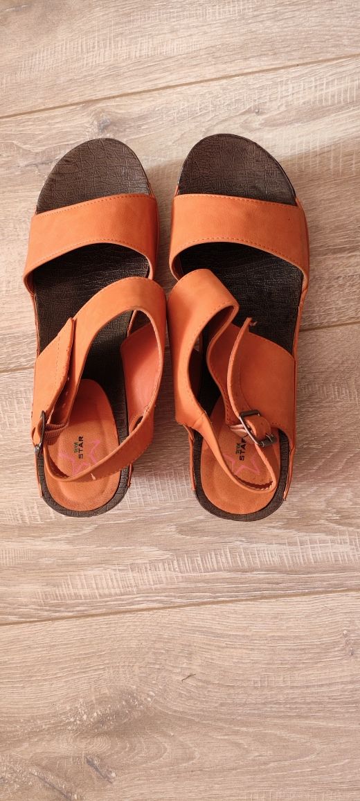 Sandały buty Diva Star egzotyczne Orange r 40 pomarańczowy