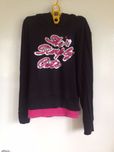Bluza czarna z kapturem i napisami cekiny XS S 34 36 Miss Berge