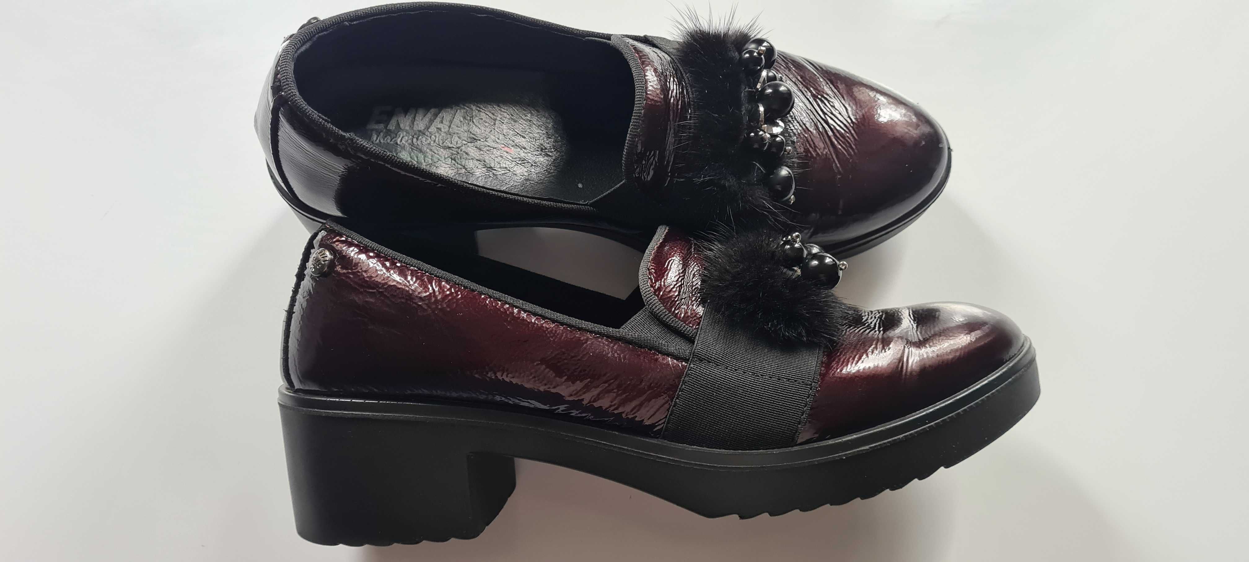 ENVAL SOFT Dekoltowe Buty Burgundowe Damskie r.40