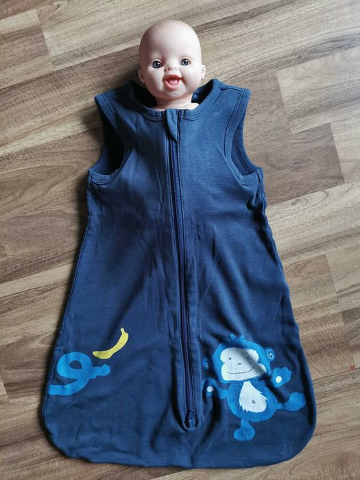 2 śpiworki do spania LUPILU r. 70 (0-6 miesięcy) beżowy i granatowy