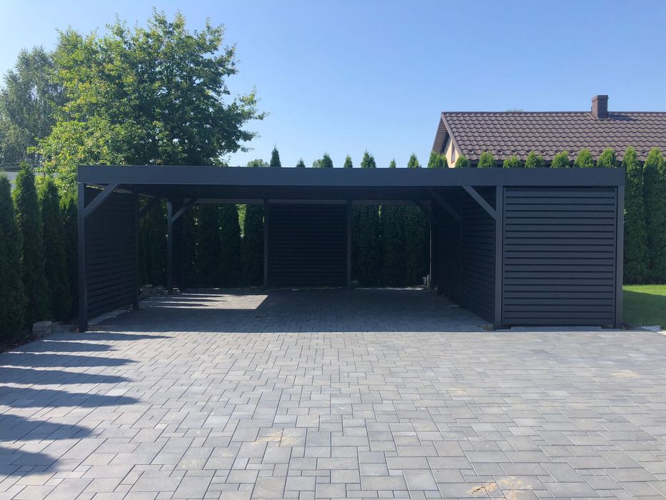 Nowoczesna wiata garażowa, carport