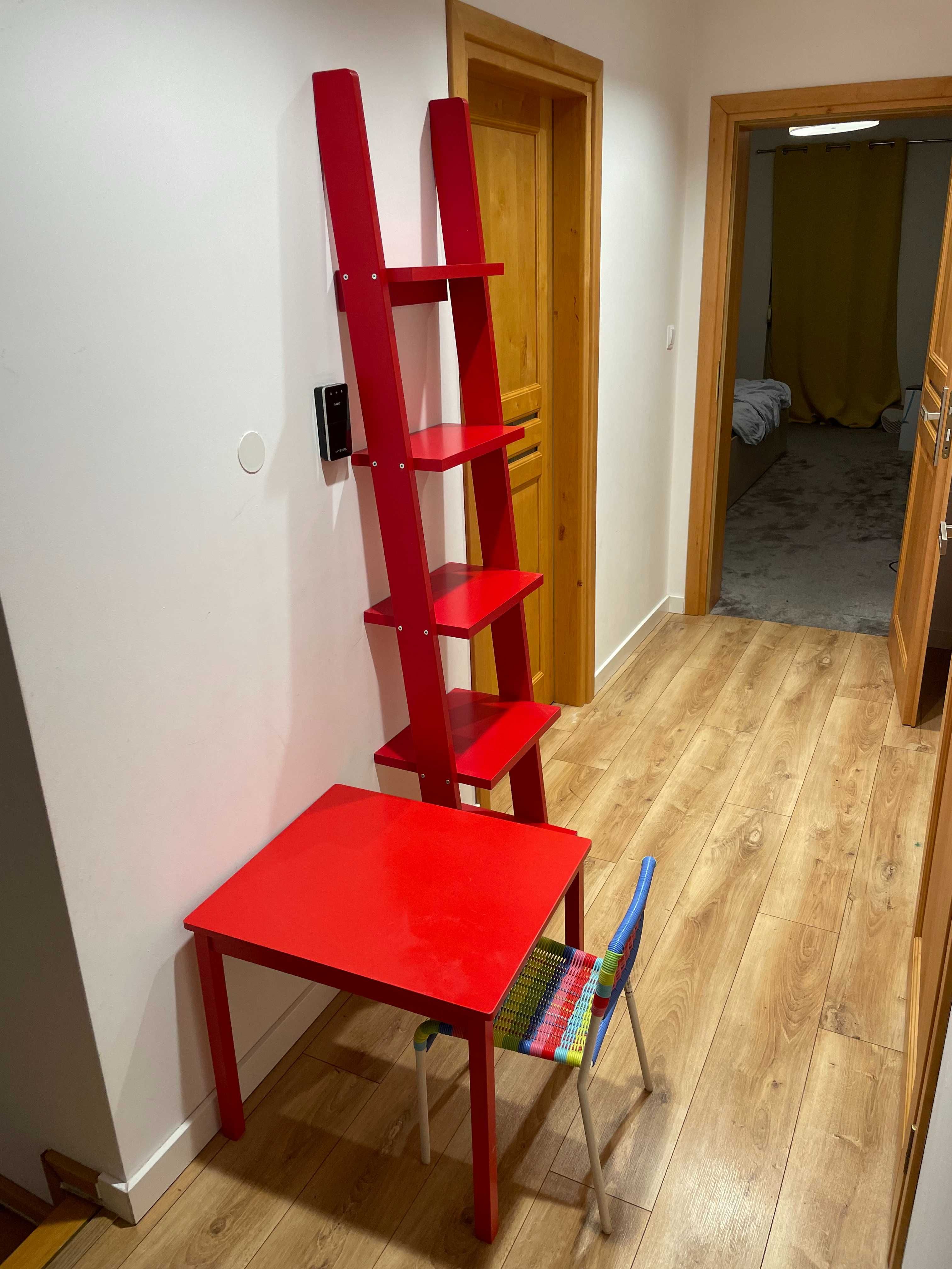 Regał drabinka czerwony + stolik + krzesełko do pokoju dziecka IKEA