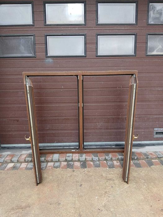 Okno dwuskrzydłowe 167x137 okna używane orzech DOWÓZ CAŁY KRAJ