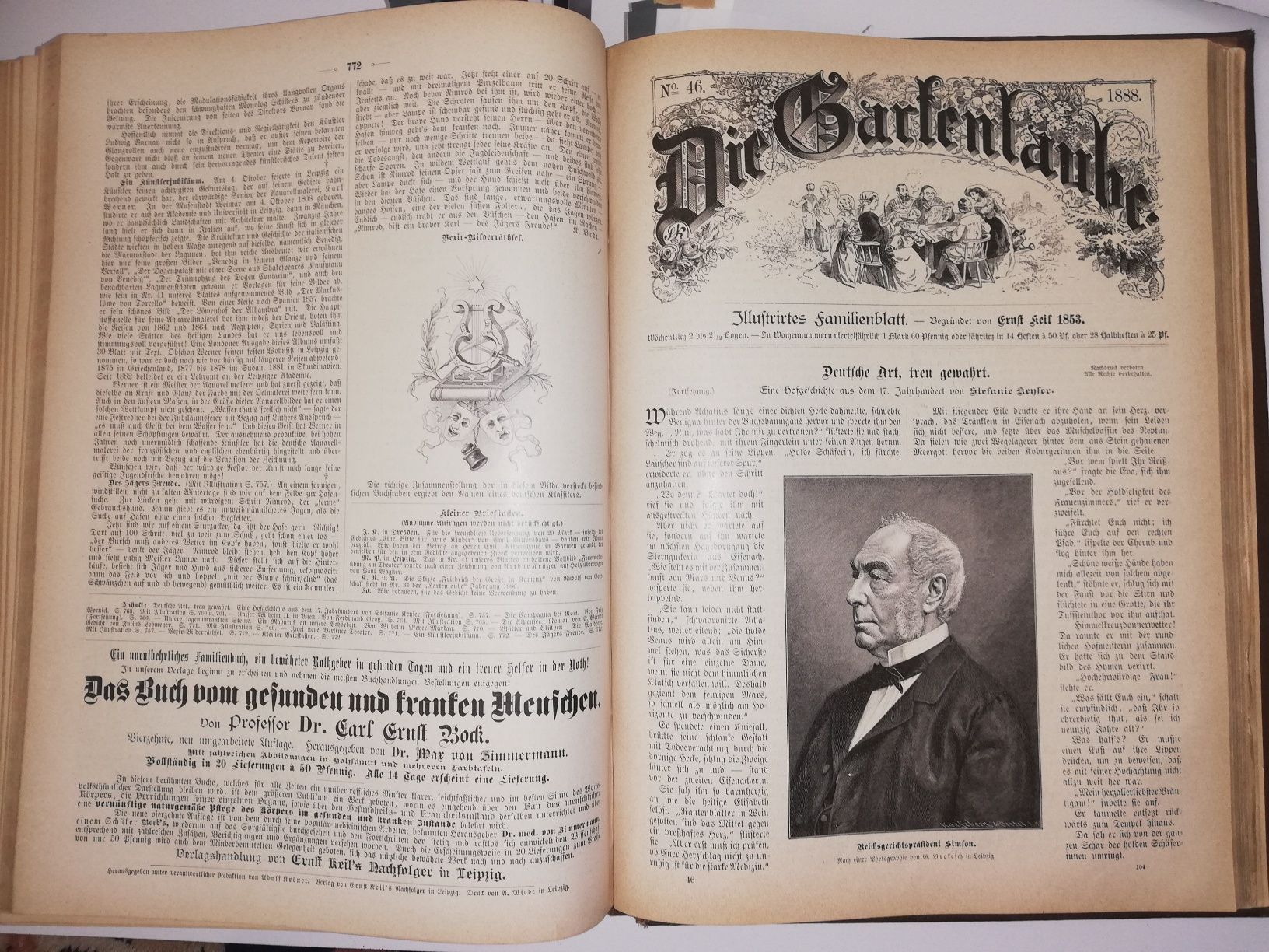 Gartenlaube 1888.Czasopismo. Drzeworyty