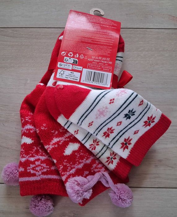 2x Nowe Ciepłe Zimowe Świąteczne Skarpetki Dziecięce PEPCO r. 31- 34