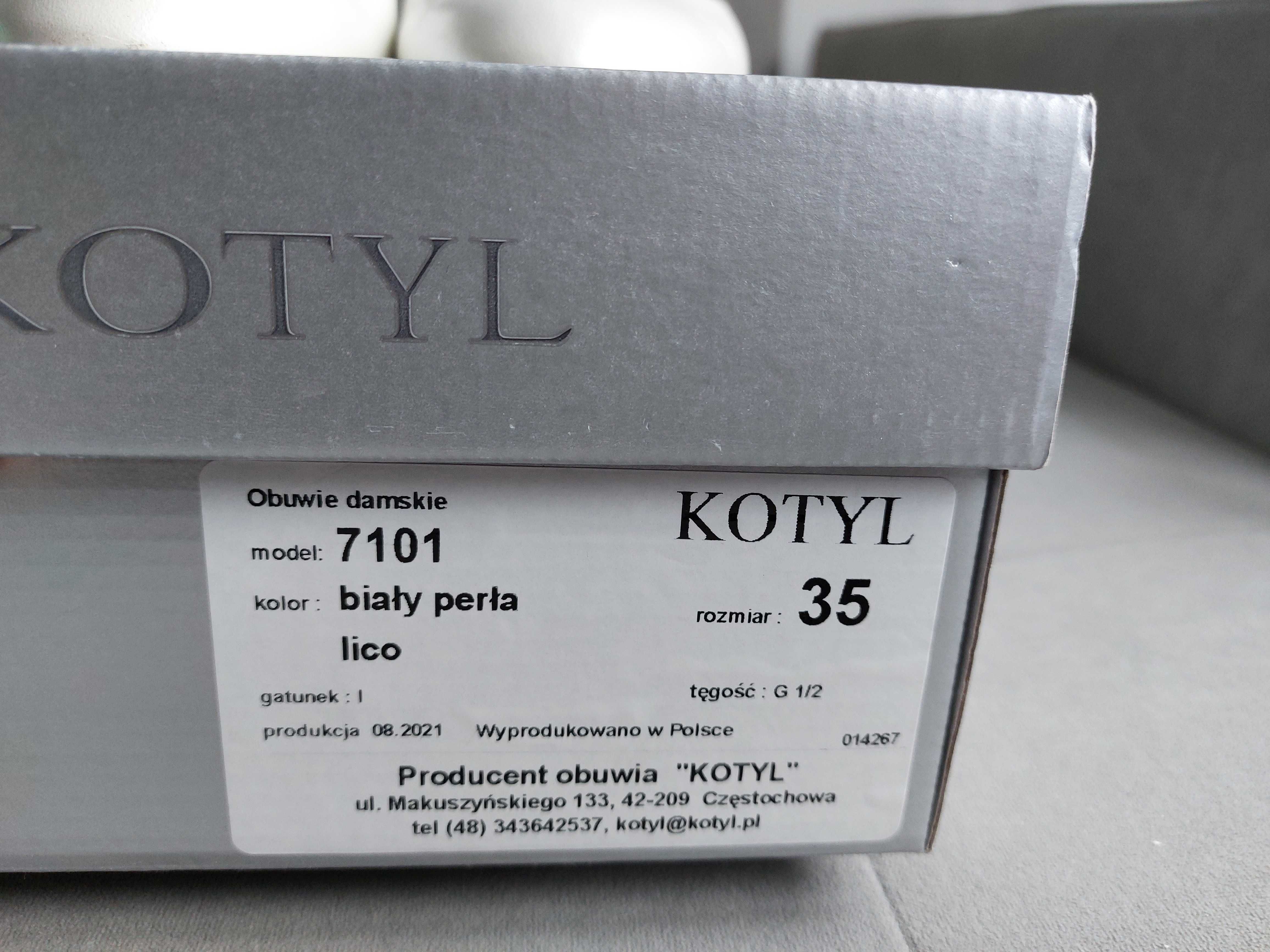 Buty ślubne Kotyl 7101 perłowe ecru r. 35 czółenka