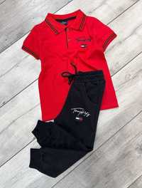 Komplet dres dla chłopca bluzka + spodnie polówka czerwony 122/128