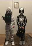2 fatos de halloween Mumia e Esqueleto
