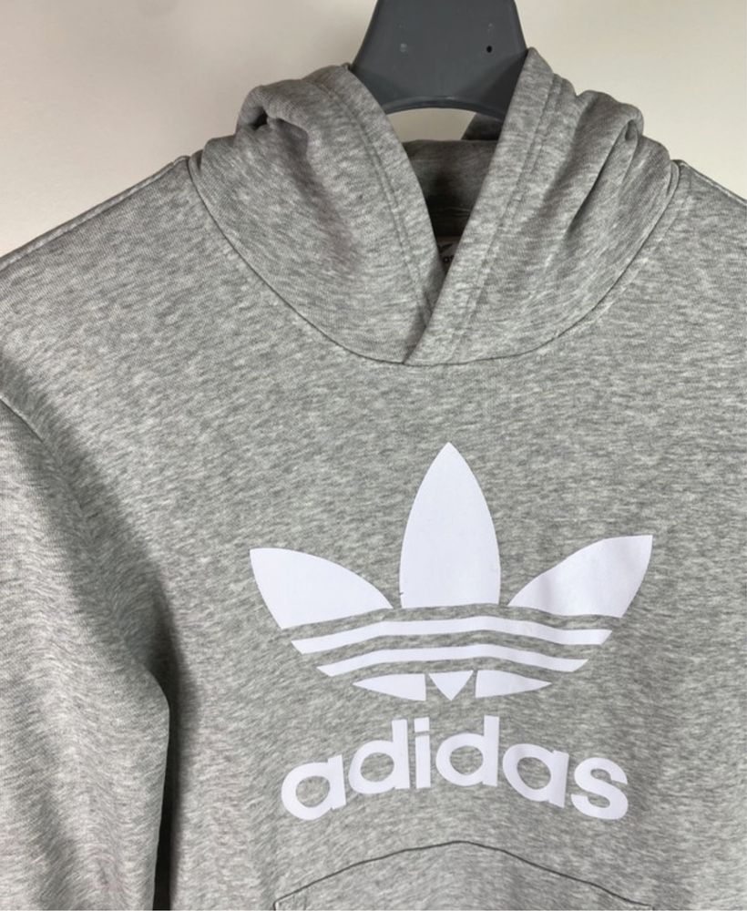 Szara Bluza Hoodie Boxy Grey Y2k Aesthetic Adidas Originals Treofil S