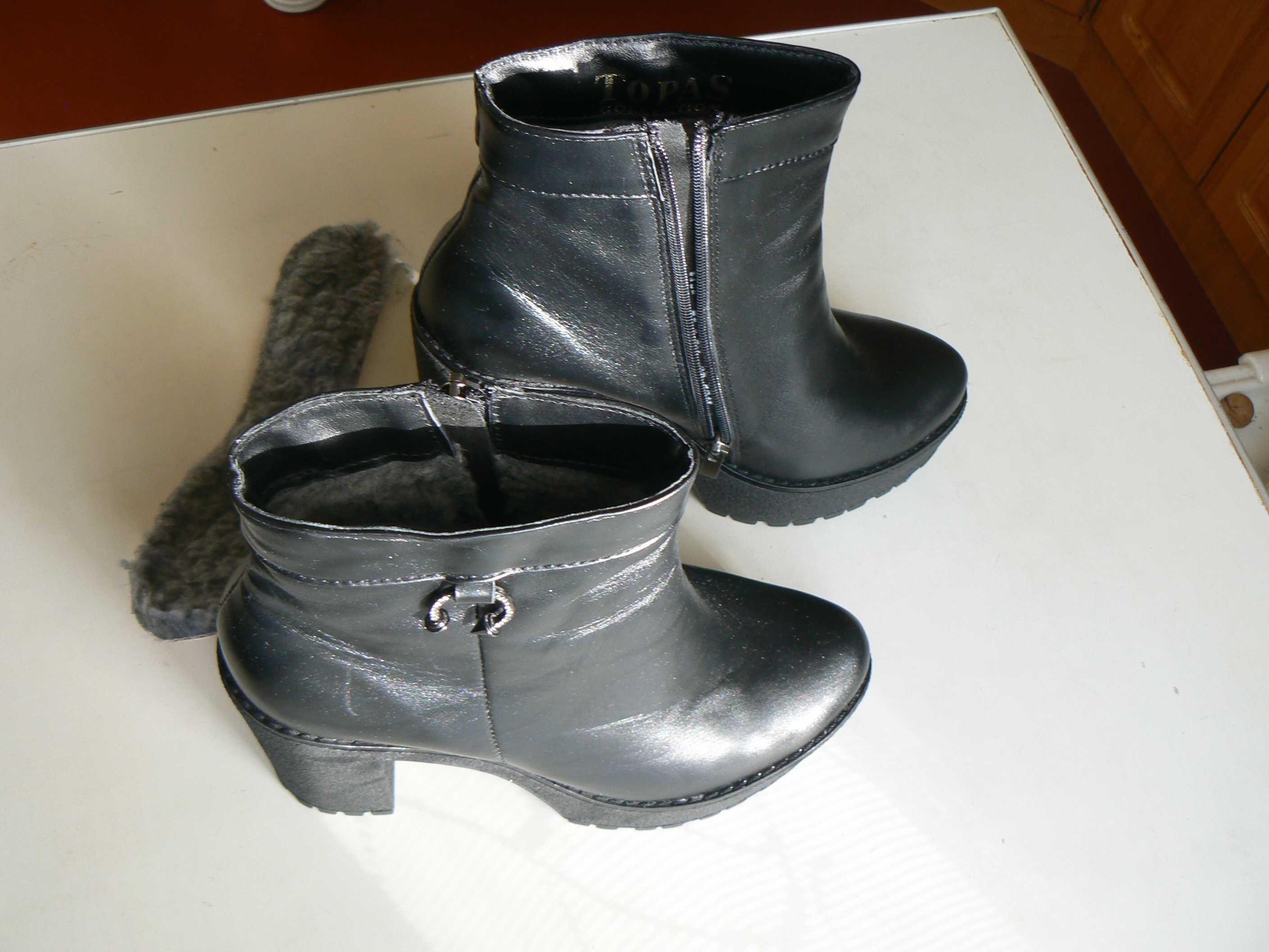 Женские кожаные зимние ботинки бренд Topas