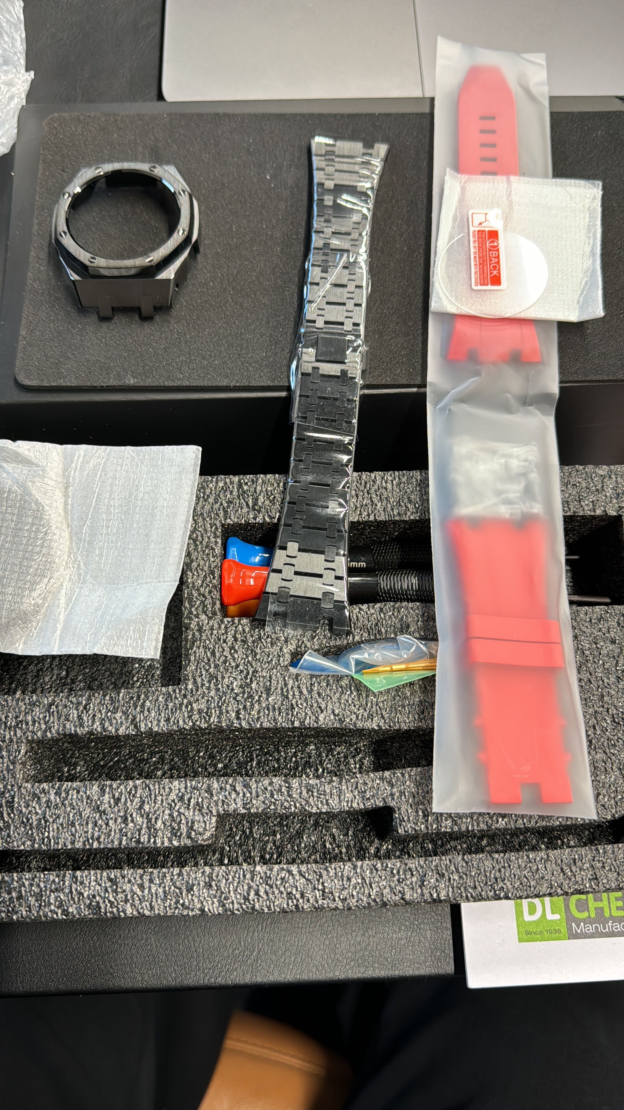 casioak ga-b2100bnr g-shock custom czarny + czerwony pasek full set ap