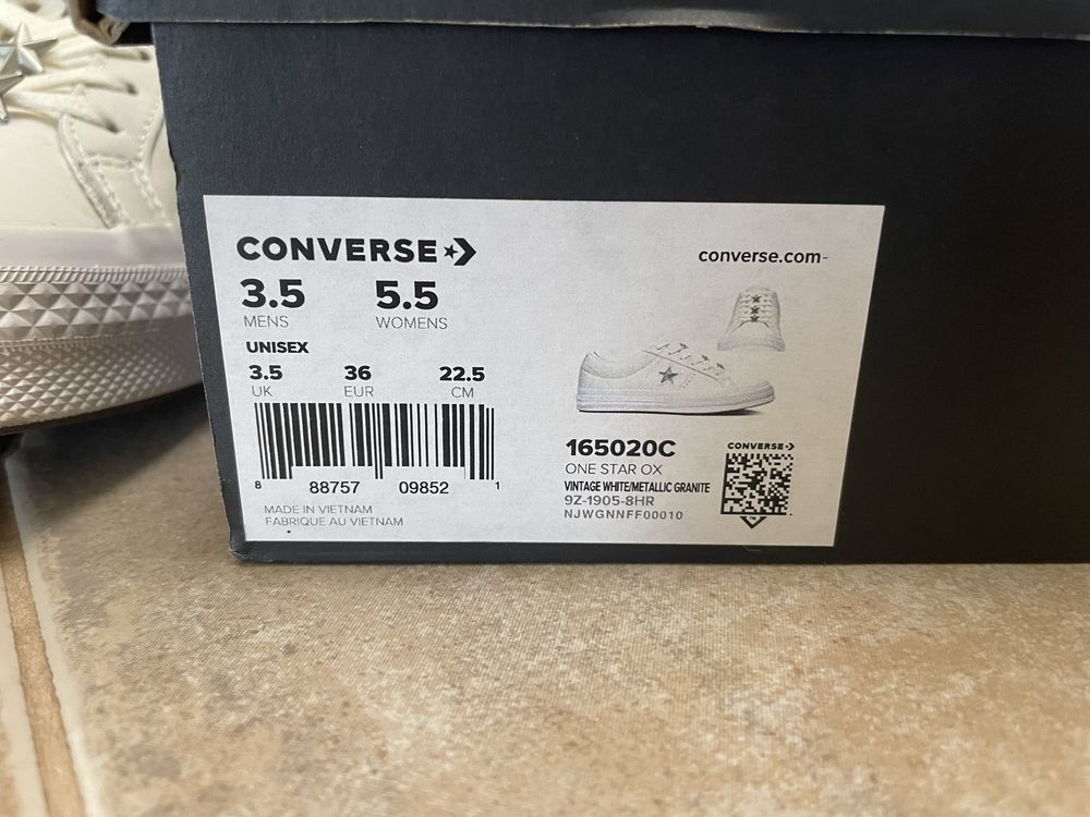 Кеди Converse One Star, білі, шкіра, розмір 3,5 (22,5 см)