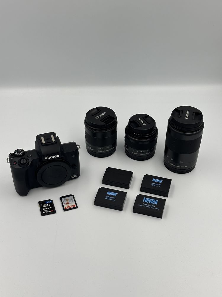 Canon m50 + obiektywy + baterie + filtry i wiele wiecej