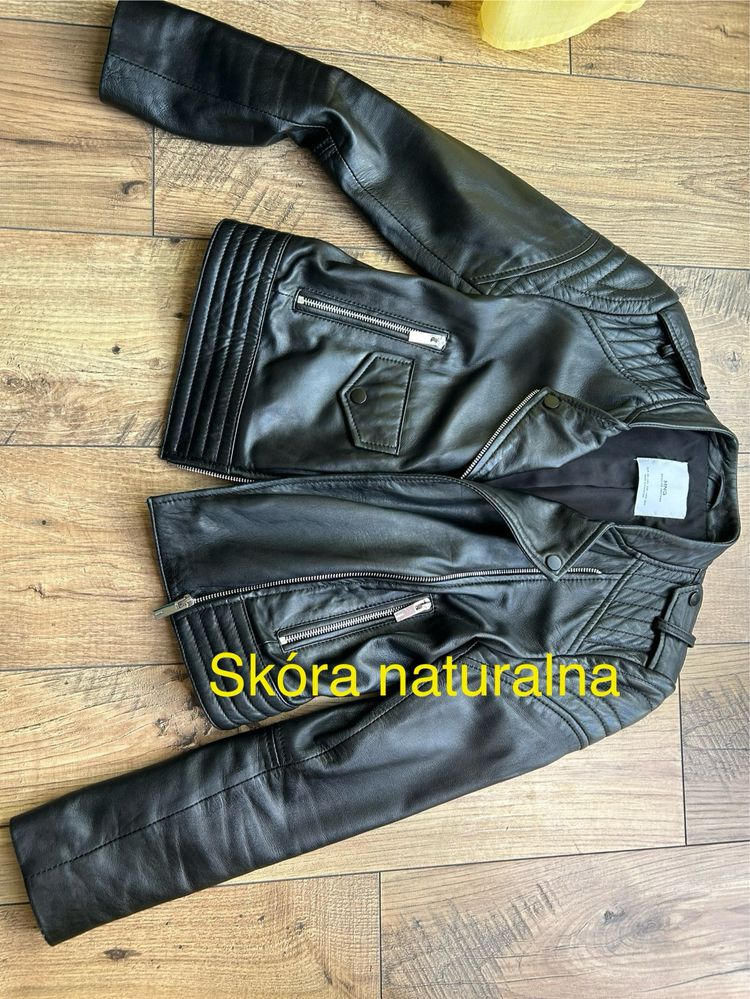 Skóra naturalna Kurtka ramoneska damska mango xs - czarna