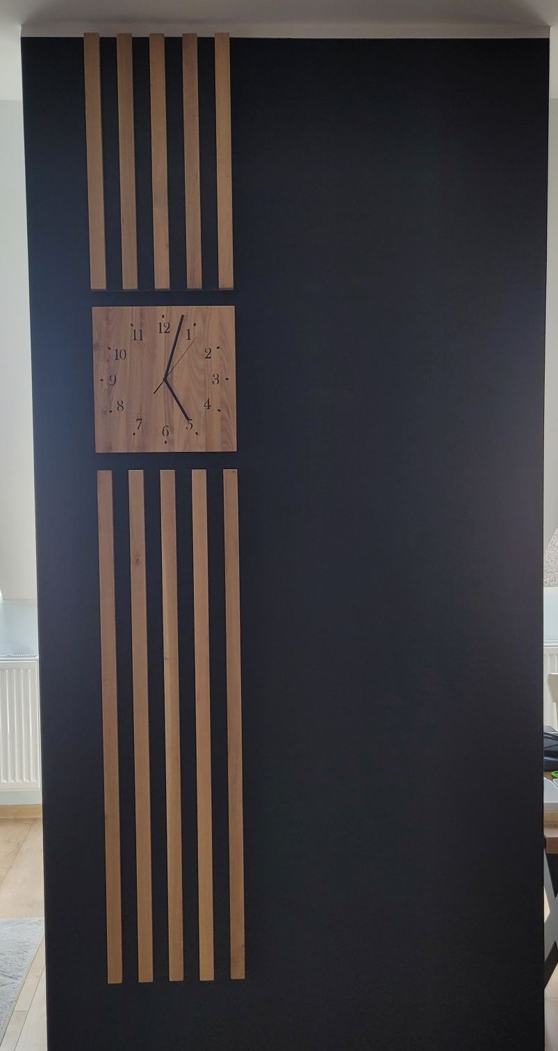 Zegar z lamelami, 30x30, lity dąb, loft,