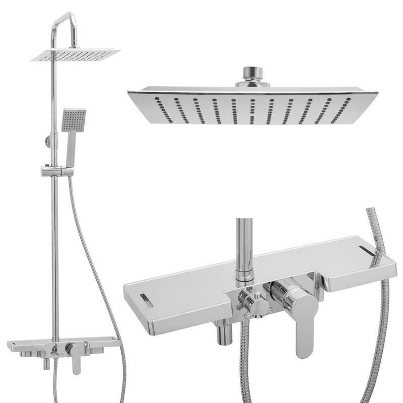 Zestaw bateria prysznicowa z deszczownicą i bateria umywalkowa chrom