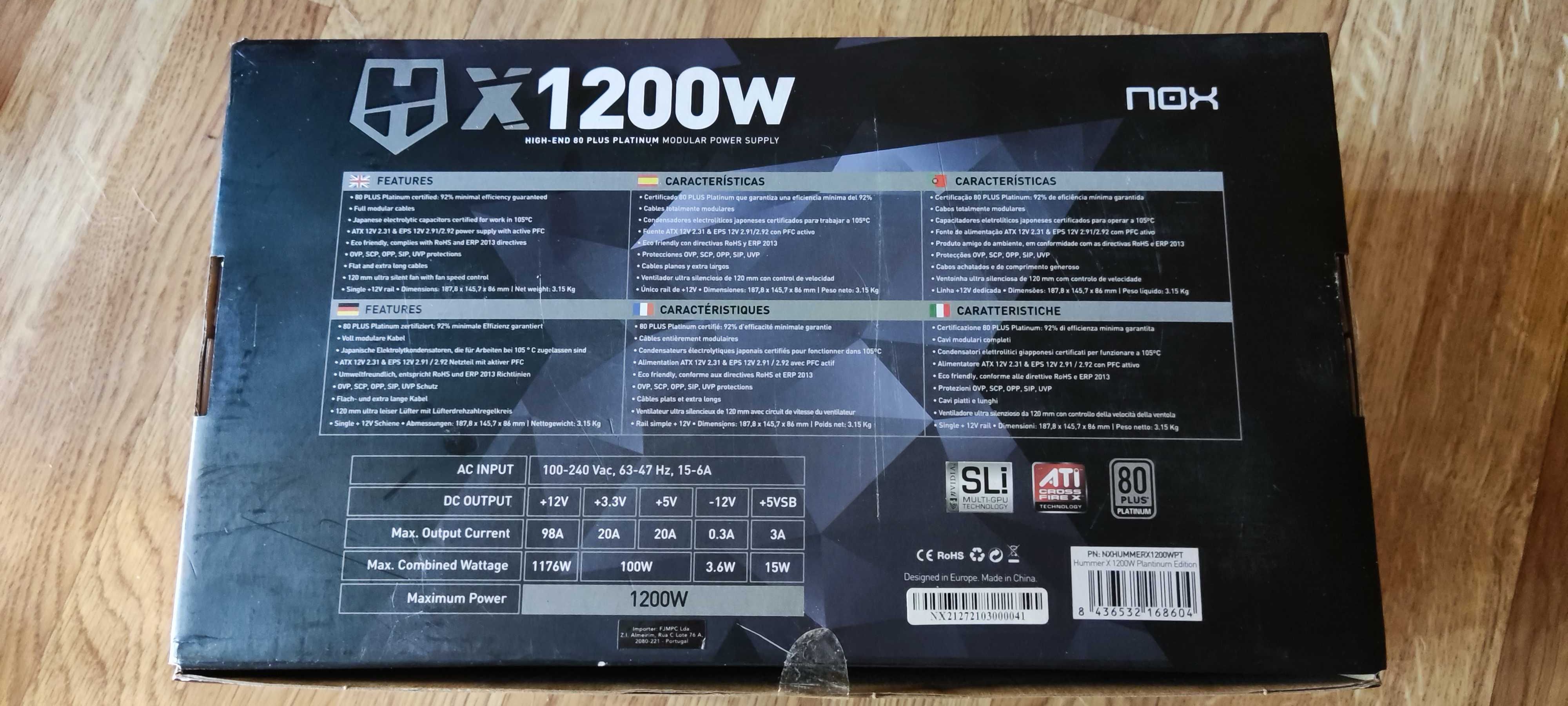 PSU, Fonte de Alimentação, - NOVA - NOX HUMMER X1200W