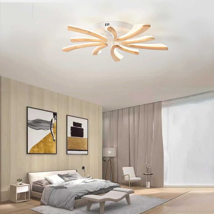 Naoeoon Nowoczesna lampa sufitowa LED, drewno, 4000 K