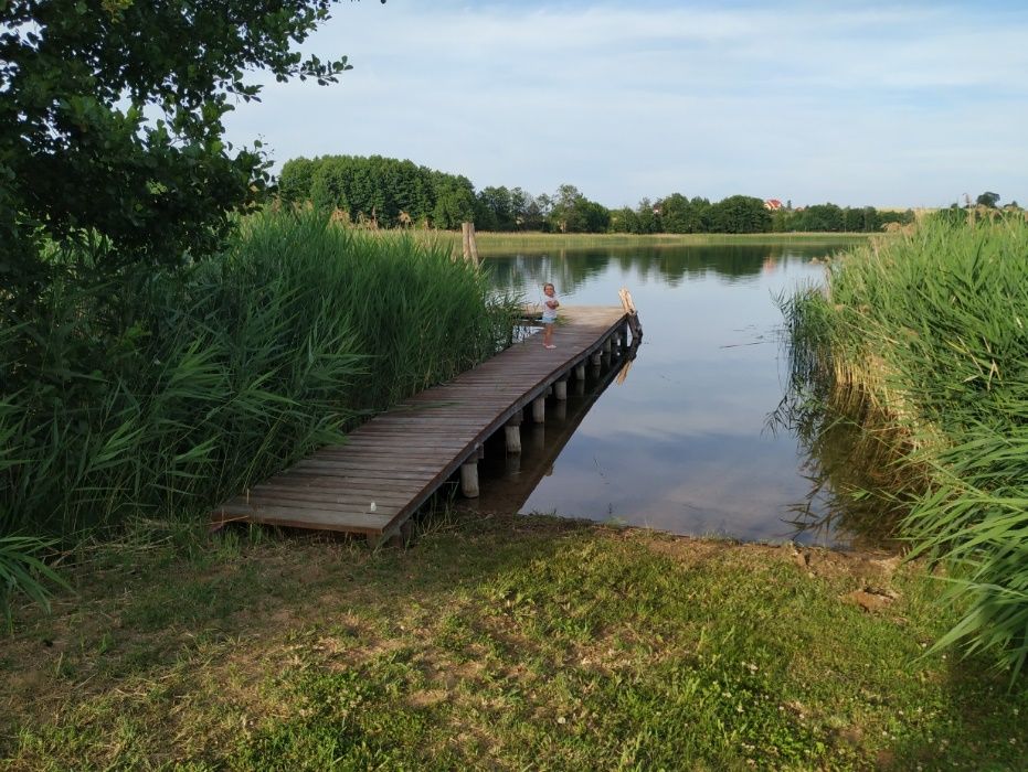 Domek nad jeziorem, bania VIP jacuzzi, prywatna plaża i pomost.