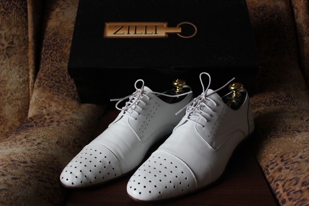 Туфли ZILLI кожа перфорация белые (made in italy)