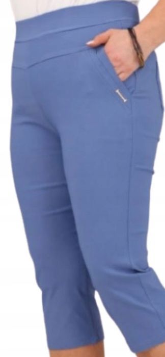spodnie rybaczki za kolano wyszczuplające niebieskie elastyczne 2/3xl