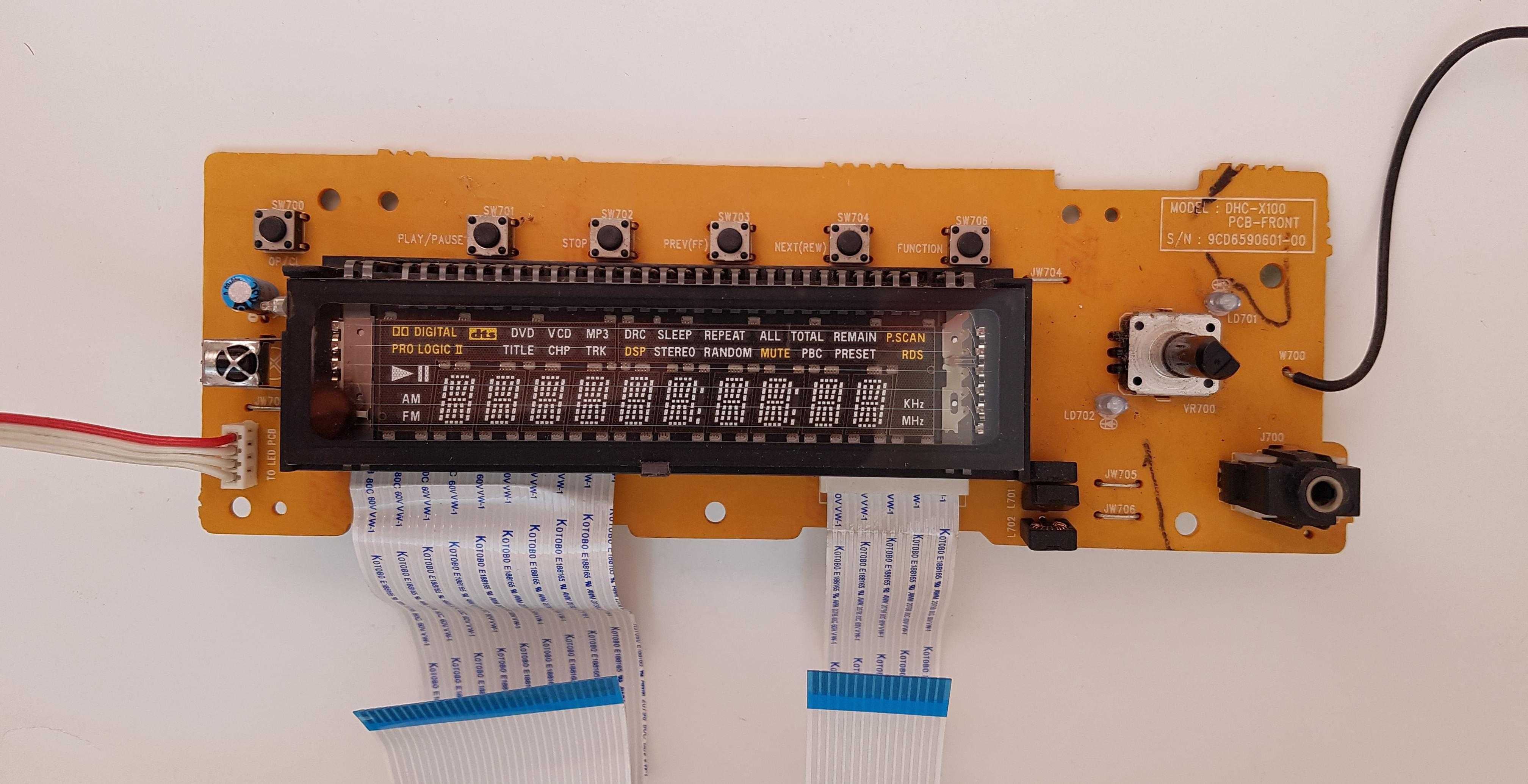 Daewoo DHC-X100 wyświetlacz kino domowe PCB Front płytka