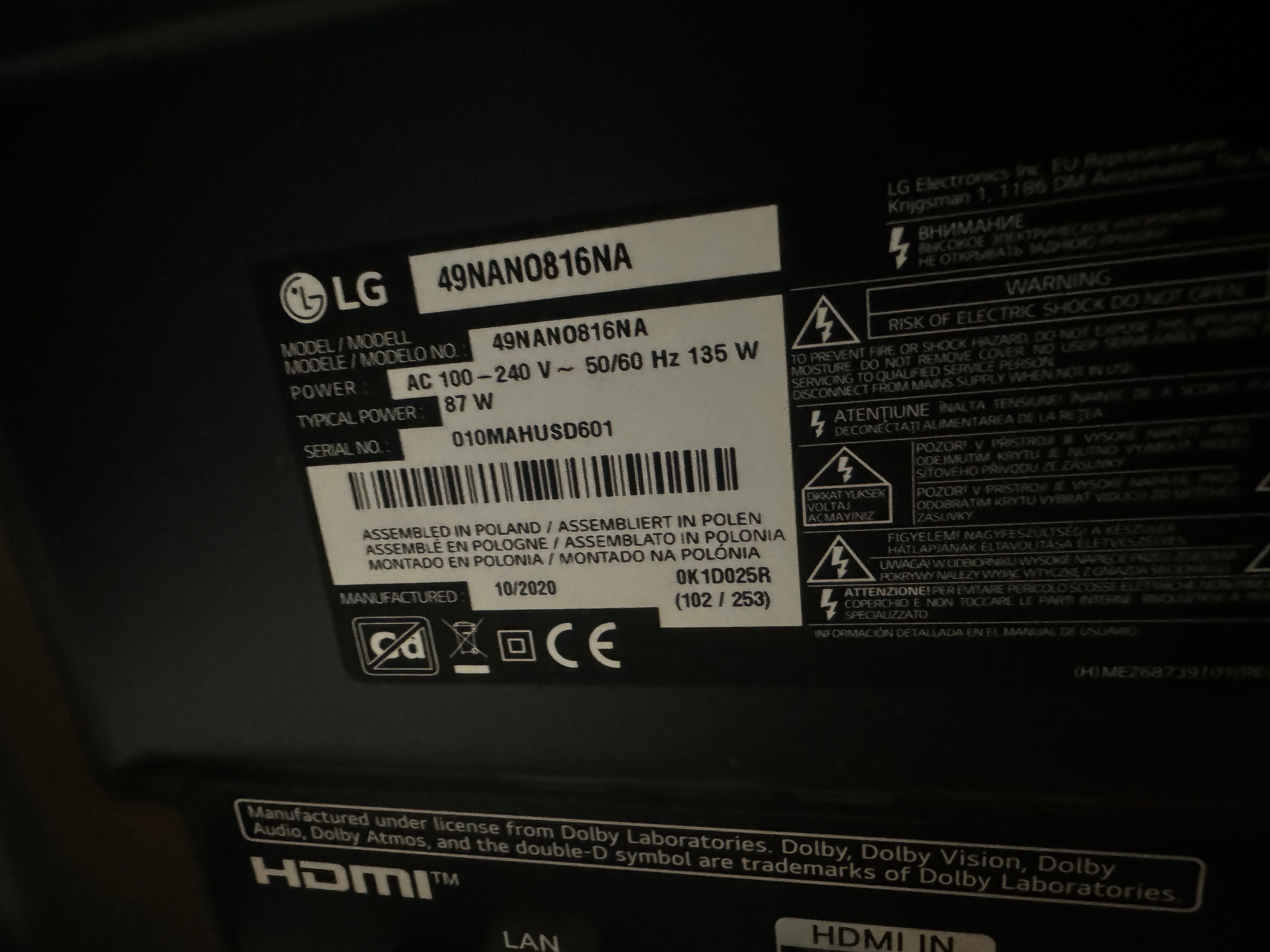 Telewizor LG nanocell 49” 49nano816na