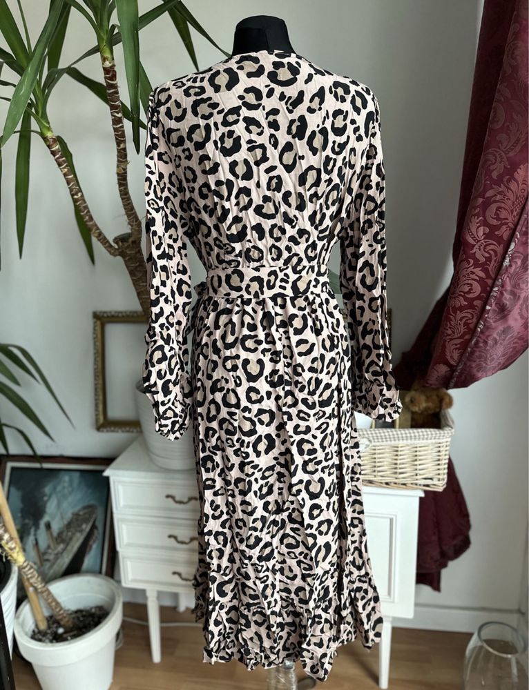 sukienka midi pasek cętki print river island 46 3 xl wiskoza