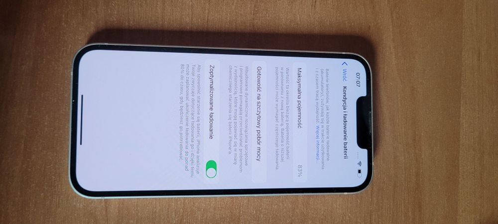 iphone 13 - kondycja baterii 83%